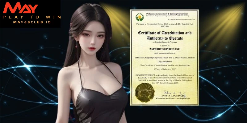 Chứng nhận hợp pháp MAY88 của PAGCOR