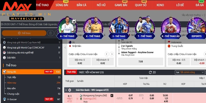 Giao diện trang cá độ bóng đá uy tín nhất Việt Nam MAY88 dễ sử dụng
