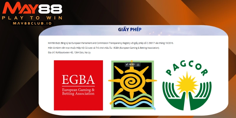 MAY88 có uy tín hay không, nhà cái sở hữu nhiều giấy phép uy tín