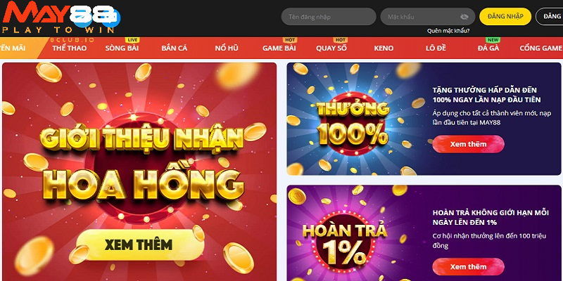 Giới thiệu MAY88 tưng bừng khuyến mãi